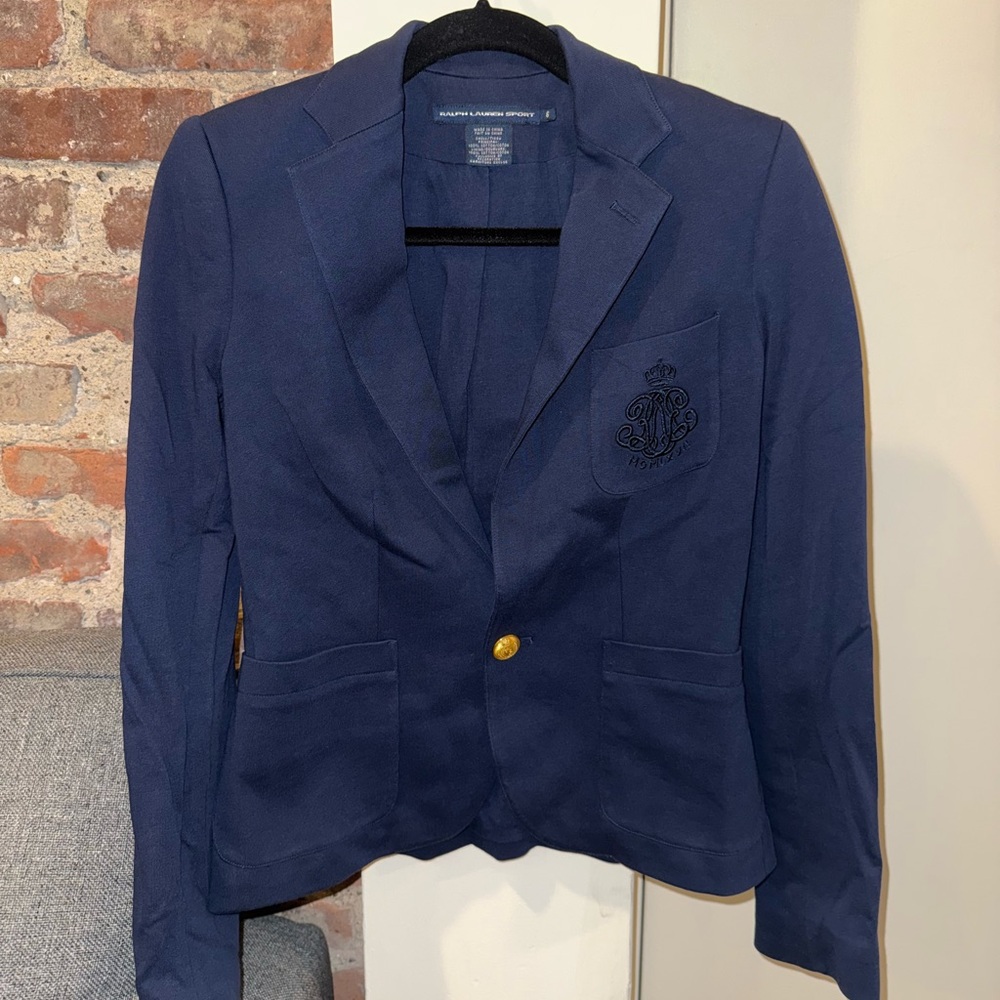 Ralph Lauren Navy Blazer with Gold Accent
